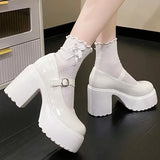 2023 Super High Heels Mary Jane Shoes Women Ankle Buckle Chunky Platform Pumps Woman Pu Leather Y2K Goth Shoes