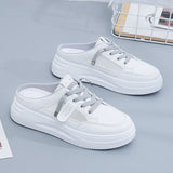 Breakj Half Slipper Female 2024 Summer New Wear Lazy Small White Shoes Platform Inside The Increased Mesh Shoes