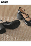 Heeled Mary Jean Pumps 2023 New Fashion Korean Style Sweet Cute Women Pumps Spring Summer Buckle Strap Element