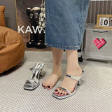 Breakj Fashion High-Heeled Slippers Hong Kong Style Retro-Shaped Flip-Flops Outside The Sister Wearing Women's
