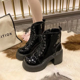 Breakj 2025 Autumn And Winter New British Style And Tie Martin Boots Women Thick Bottom High And Fashion Short