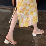 New Butterfly Crystal Sandals Thick Heel Strap Round Toe Buckle Sandals Sexy Party Shoes Summer Ladies Elegant