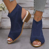 Fashion Knitted Hollow Coarse Heel High Heel Women's Fish Mouth Sandals One Foot Pedal New High-Heeled