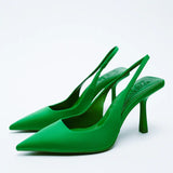 New Summer Pointed Toe Sexy Thin Heels Sandals Woman Slingback One Pedal High-heeled Shoes Women Sandals Daily