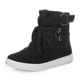 2018 HOT Autumn Women Boots Casual Canvas Shoes Woman Flats Solid Ankle Boots Black and Grey Platform Shoes Woman