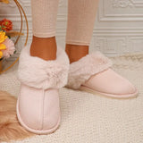Winter Home Fur Slippers Women 2023 New Couples Flat Heels House Cotton Shoes Woman Faux Suede Keep Warm Plush