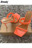 Summer Pumps Sexy Outdoor Slippers Sandals Shoes Women Thin High Heels Square Toe Sandal Lady Pump Shoes