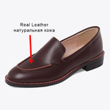 Size 34-39 Women Flats Shoes Real Leather 2023 Spring Thick Heels Shoes Woman Casual Loafers Office Lady Daily