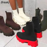Spring Autumn Sports Boots Women Knitted Sock Boots Boots Breathable Sneakers Non-slip Platform Booties Heels