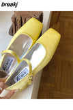 New Arrival Candy Color Style Sweet Buckle Mary Janes Shoes Women'S Shallow Mouth Casual Student Shoes Low Heels