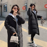2021 Long Winter Coat Women Spliced Hooded Down Parkas Ladies New Warm Winter Jacket Women Loose Jacket Coat