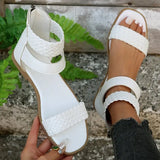 Braid Flat Heels Gladiator Sandals Women Summer Open Toe Non Slip Beach Sandles Woman Comfort Back Zipper Rome