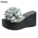 Heels Summer Beach Platform Women Wedge Slippers Appliques Butterfly-knot Female Sandals Clog Shoes Slides Women
