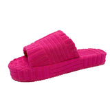 Breakj Thick Bottom To Keep Warm Hair Slippers Women's Autumn And Winter New Mowing Towel Cotton