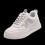 Breakj Small White Shoes Women's New Color Thick-Soled Front Lace-Pandeed Shoes For Women's Shoes In The Autumn And Winter