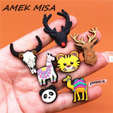 PVC Croc Shoe Charms NEW Cartoon Deer Alpaca Panda Tiger Shoes Decorations Accessories for Jibz Kids Party Gifts