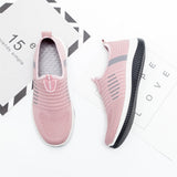 Flat Shoes Knit Woman Casual Slip On Vulcanized Shoes Female Mesh Soft Breathable Women's Footwear For Ladies