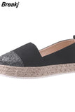 Espadrilles Women's Loafers for Women 2023 Slip On Shallow Weave Flat Shoes Platform Comfort Ladies Moccasins