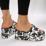 Women's Summer Shoes 2023 Casual Thick Sole Wedge Slippers Flip-flops Outdoor Beach Fish Mouth Shoes Popular Print