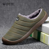 Men's Slippers Indoor Warm Shoes Plush Flock Male Slippers For Home Hard-wearing Non-slip Outdoor Walking Mans