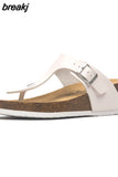 Fashion Summer Women Wedge Cork Flip Flops Slipper 2023 New Beach Outside Non-slipe Trifle Platform Med Heel Slide