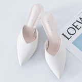White Elegant Office Shoes Women Temperament High Heels 5CM Slip on Sandals Slip-on Comfortable Ladies White Women