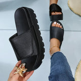 Women Shoes High Heel Wedge Platform Sandals Ladies Open Toe Slide Sandal Outside Casual Thick Slippers Zapatos De