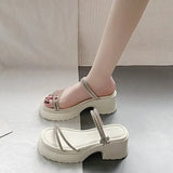 A Wedge Slippers Women Summer Glitter Slides Platform High-Heeled Shoes Lady Pantofle Soft Jelly 2024 Crystal Rubber