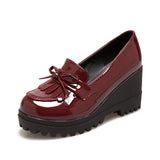 Breakj New Small Size 33 High Heel Tassel Slope Heel 40-43 Large Size Casual Women's Singles Shoes