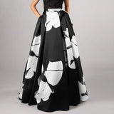 Women 2022 Fashion Big Flower Printed Swing Skirts Celmia Elegant High Waist Long Maxi Skirt Casual Loose Holiday A-line