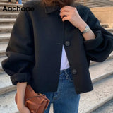 2021 Autumn Winter Women Elegant Solid Color Wool Coats Chic Turn Down Collar Long Sleeve Coat Female Chic