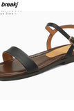 Size 32-43 Women Flats Sandals Summer 2023 Real Leather Low Heels Shoes For Women Retro Buckle Casual Sandal