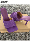 Women High Heels Sandals Ladies High Heel Slippers Square Toe Thin Heel Fashion Female Slides Summer Shoes