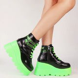 2021 Brand Platform Designer Goth Cool Motorcyle Women Boots Punk Street Zipper Elastic Band Black Ladies