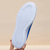 Blue Breathable Knitted Flats for Women Autumn Plus Size Soft Sole Sock Sneakers Woman Slip On Non Slip Tennis Shoes