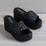 Women's High-heeled Slippers 2023 Summer New Sexy Luxury Sweet Bow Platform Shoes Ladies Fashion Wedges Sandals Zapatos De