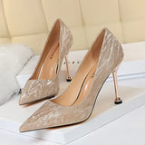 Breakj Versatile Women's Shoes Bridesmaids Wedding Shoes High Heel Shallow Pointed Sexy Nightclub Show Thin Female Singles