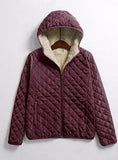 Winter Casual Short Cotton Coats Women Hooded Diamonds Partern Artificial Fleece Inside Outwear Femme Slim