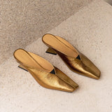 Slope And Bag Head Half Slippers Women Wear 2025 New Gold Silver French V Mouth High-Heeled Muller