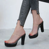 Summer New Women's PVC Sandals Open Toed Sexy Thin Heels Women Transparent Plastic Platform Sandals Slippers Roman