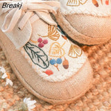 women's new spring and autumn linen casual shoes ethnic style embroidered lace-up cotton linen