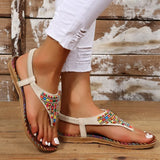 Breakj Roman Sandals Women's Summer Fairy Wind Flat Soles Toes Drilled Sandals Large Size