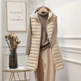 2020 Winter New Women Ultra Light White Duck Down Jacket Zipper Medium Long Vest Casual Outerwear 4XL Plus Size Down
