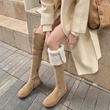 Breakj Of The Velvet Face Lamb Hair Flat Bottom Knight Boots 2025 Autumn And Winter New Thicken Snow Over The Knee Boots