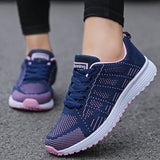 Women's Sneakers Fashion Summer Women Flat Shoes Soft Sole Breathable Woman Vulcanize Shoes Soild Color Lace Up Zapatos