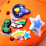 Space Alien Designer Shoe Charms 5pcs/lot Croc Buckle Accessories Luxury Rainbow Sun Clog Dog Jewelry Decorations