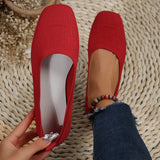 Breakj Size Fly Woven Single Shoes Female Spring Autumn New Square Head Low Heel Lazy Casual Mother