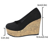 Slope Heel High Heel Single Shoes Women's New Round Head Shallow Thick-Soled Waterproof Table Fashion
