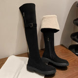 Breakj Of The Velvet Face Lamb Hair Flat Bottom Knight Boots 2025 Autumn And Winter New Thicken Snow Over The Knee Boots