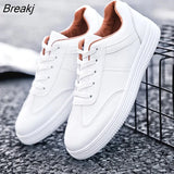 Men's White Shoes Lace Up Casual Sneakers Summer Men Breathable Board Shoes Soft Mens Vulcanized Shoes Outdoor Walking